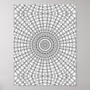 Affiche Carrelage en galet ornemental motif mandala kaléid