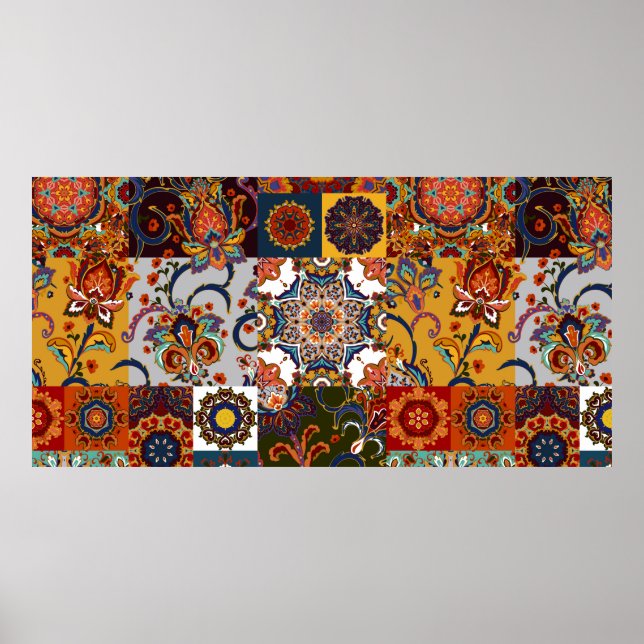 Affiche Carrelage en mosaïque colorée avec Islam, Arabi (Devant)