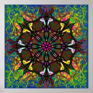 Affiche Carrelage Mandala Tribal de Bohême en verre teint