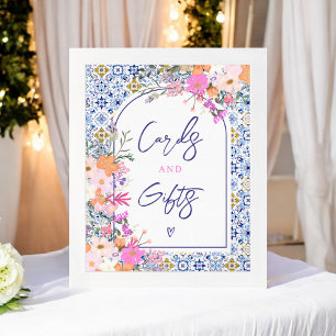 Affiche Carrelage méditerranéen rose Floral Cartes et Cade