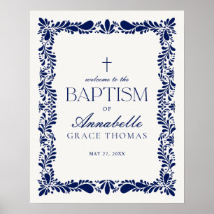 Affiche Carrelage Talavera bleu Espagne Fiesta Baptême Bie