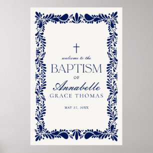 Affiche Carrelage Talavera bleu Espagne Fiesta Baptême Bie