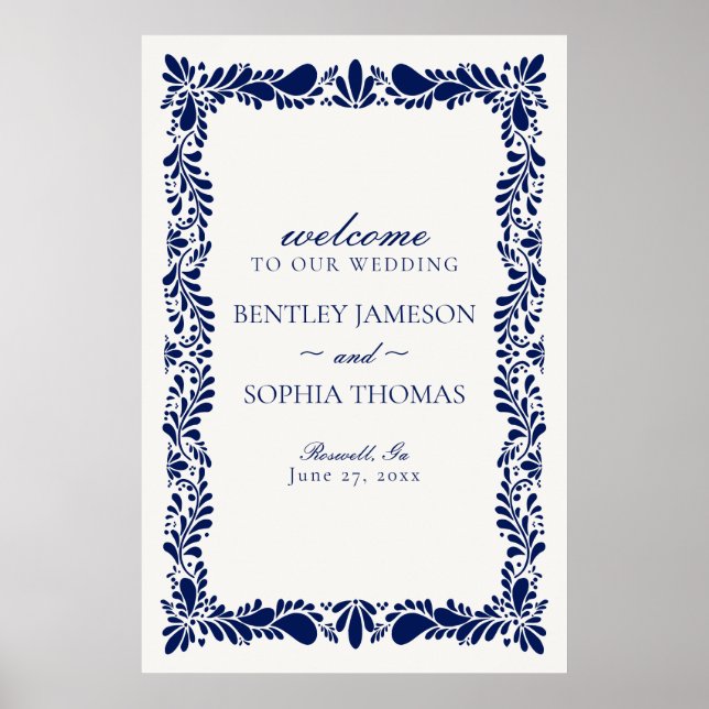 Affiche Carrelage Talavera bleu Espagne Fiesta Mariage Bie (Devant)