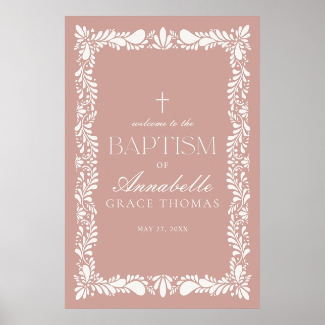 Affiche Carrelage Talavera rose Espagne Fiesta Baptême Bie (Devant)