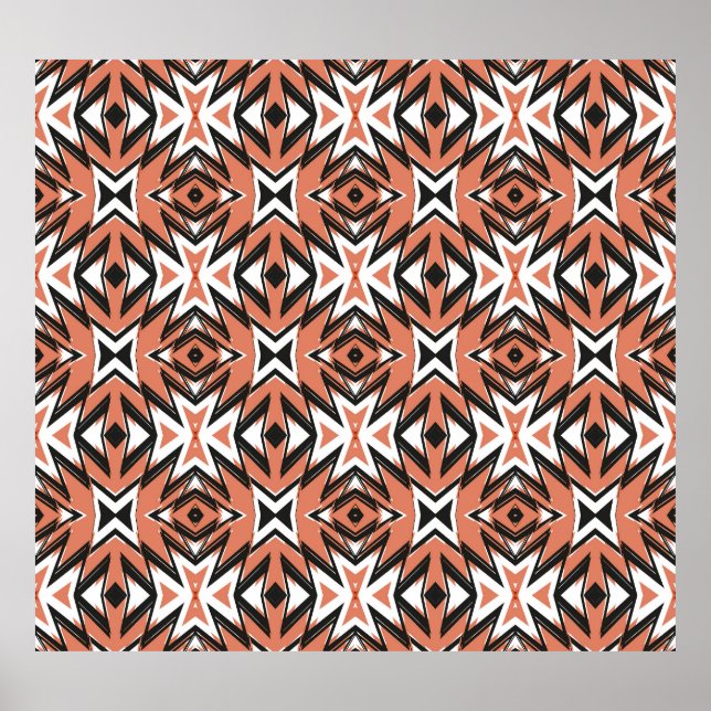Affiche Carrelage traditionnel, corail ethnique géométriqu (Devant)