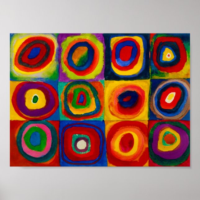Affiche Carrés avec cercles, Abstraits, Wassily Kandinsky (Devant)
