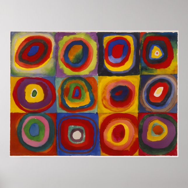 Affiche Carrés avec cercles concentriques (Devant)