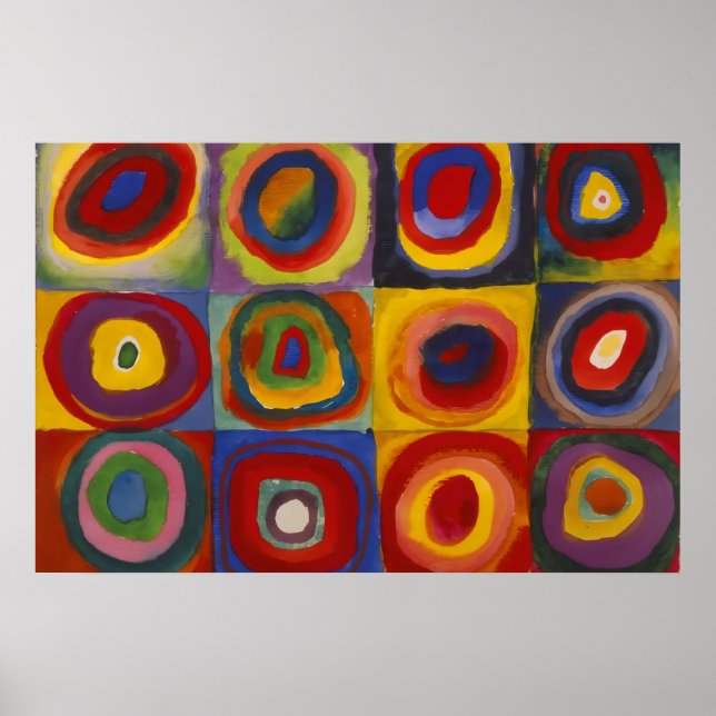 Affiche Carrés avec cercles concentriques (Devant)