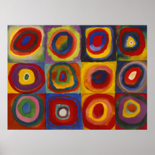 Affiche Carrés avec cercles concentriques
