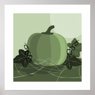 Affiche Carrés de cuisine aux citrouilles aux nuances vert