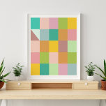 Affiche Carrés de Patchwork géométriques en vert et violet<br><div class="desc">Carrés géométriques de patchwork en Poster vert et violet</div>