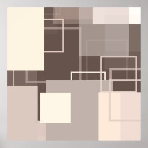 Affiche Carrés géométriques - Chocolat et crème