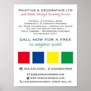 Affiche Carrés multicolores, peintre et décorateur