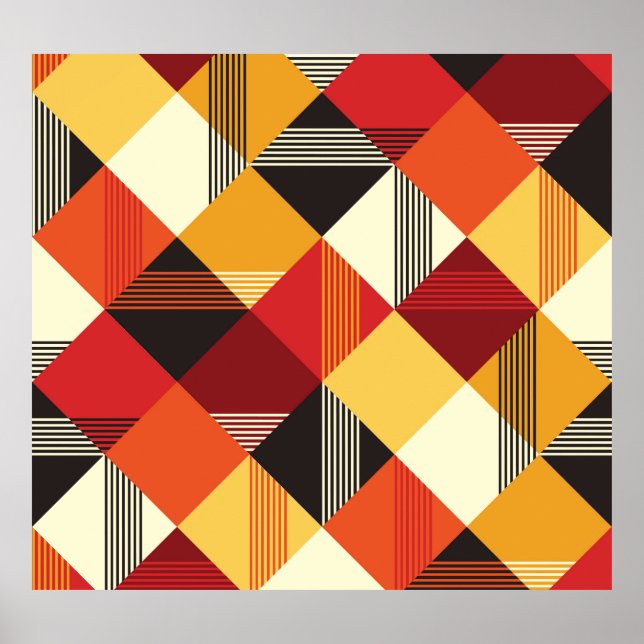 Affiche Carrés vintages : Simple Striped Sans Couture. (Devant)