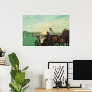 Affiche Carriage aux courses par Edgar Degas, Art vintage