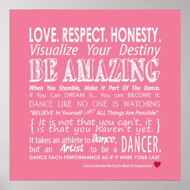 Affiche Carrie's Wall of Inspirational Dance Citations - r (Devant)