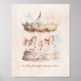 Affiche Carrousel Art pour Nurserie Fantaisiste Manège