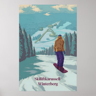 Affiche Carrousel de télésiège Winterberg Allemagne Snowbo