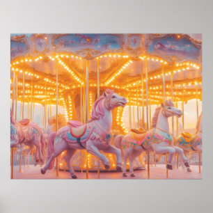 Affiche Carrousel Enchanté : Scène Féérique et Fantaisiste