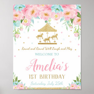 Affiche Carrousel floral de Monnaie rose 1er anniversaire