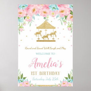 Affiche Carrousel floral de Monnaie rose 1er anniversaire