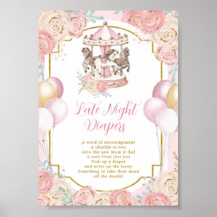 Affiche Carrousel magique rose et or Late Night Diaper