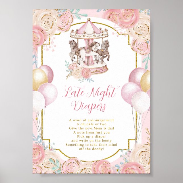 Affiche Carrousel magique rose et or Late Night Diaper (Devant)