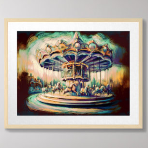 Affiche Carrousel Pastel Dessin Faded Chilhood Memory