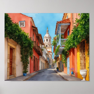 Affiche Cartagena Colombie Aquarelle