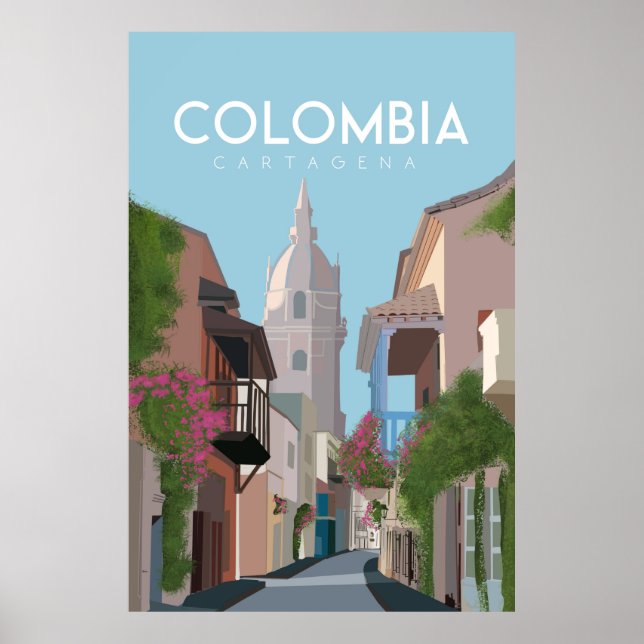 Affiche Cartajena colombie ville de voyage, (Devant)