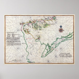 Affiche Carte 1639 de Zwaanendael Swanendael de baie de