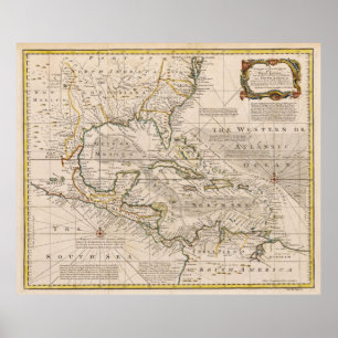 Affiche Carte 1720 des Antilles par Emanuel Bowen