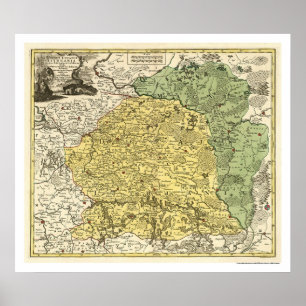 Affiche Carte 1750 de la Lithuanie