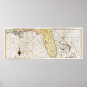 Affiche Carte 1777 de la Floride