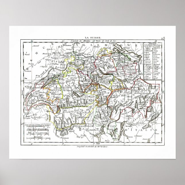 Affiche Carte 1806 - La Suisse (Devant)