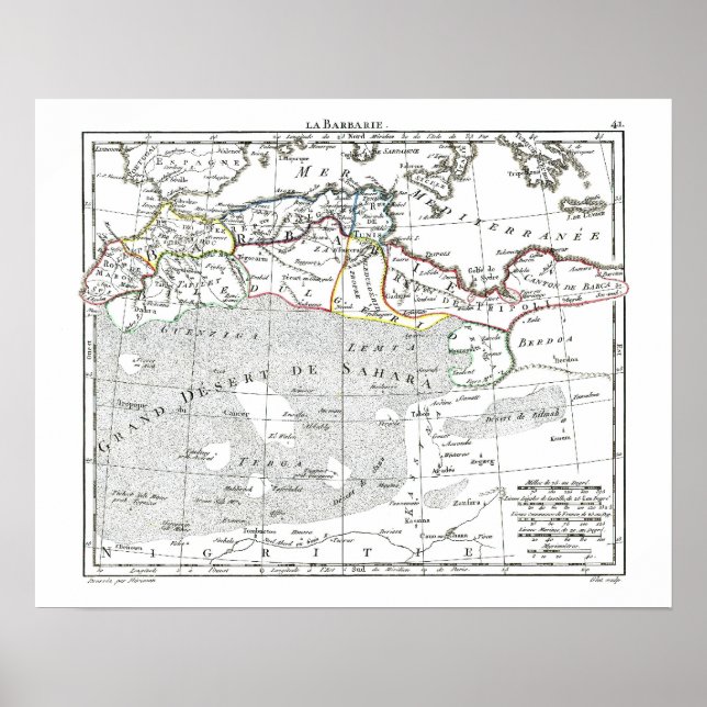 Affiche Carte 1806 - L'Barbarie (Devant)