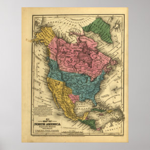 Affiche Carte 1839 de l'Amérique du Nord