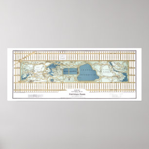 Affiche Carte 1875 du guide de Hinrichs de Central Park