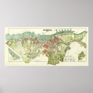 Affiche Carte 1888 de Gothenburg Suède par Ludvig Simon