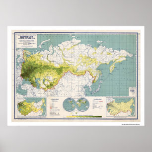 Affiche Carte 1926 d'Union Soviétique