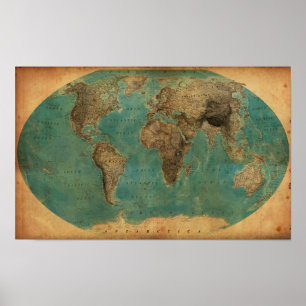 Affiche Carte 1938 du monde