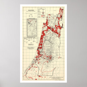 Affiche Carte 1949 de village de la Palestine