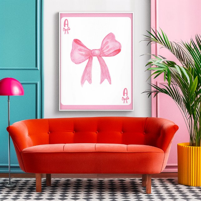 Affiche Carte à jouer esthétique Coquette à ruban rose (Créateur téléchargé)