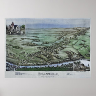 Affiche Carte aérienne 1894 Collegeville PA Pennsylvania P