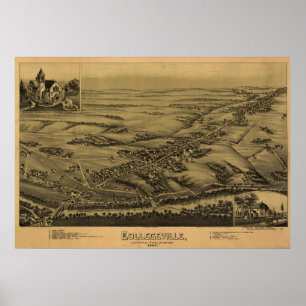 Affiche Carte aérienne 1894 Collegeville PA Pennsylvanie