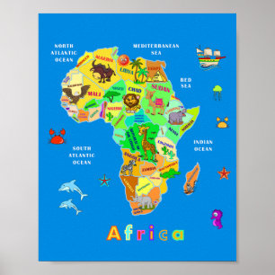 Affiche Carte africaine pour les enfants