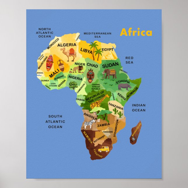 Affiche Carte Afrique (Devant)