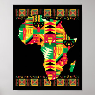 Affiche Carte Afrique Kente Art Black Afro Pride Afrique