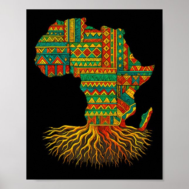 Affiche Carte Afrique Racines Afrique Melanin Junetdix (Devant)