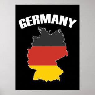 Affiche Carte Allemagne - Drapeau allemand - Deutschland T